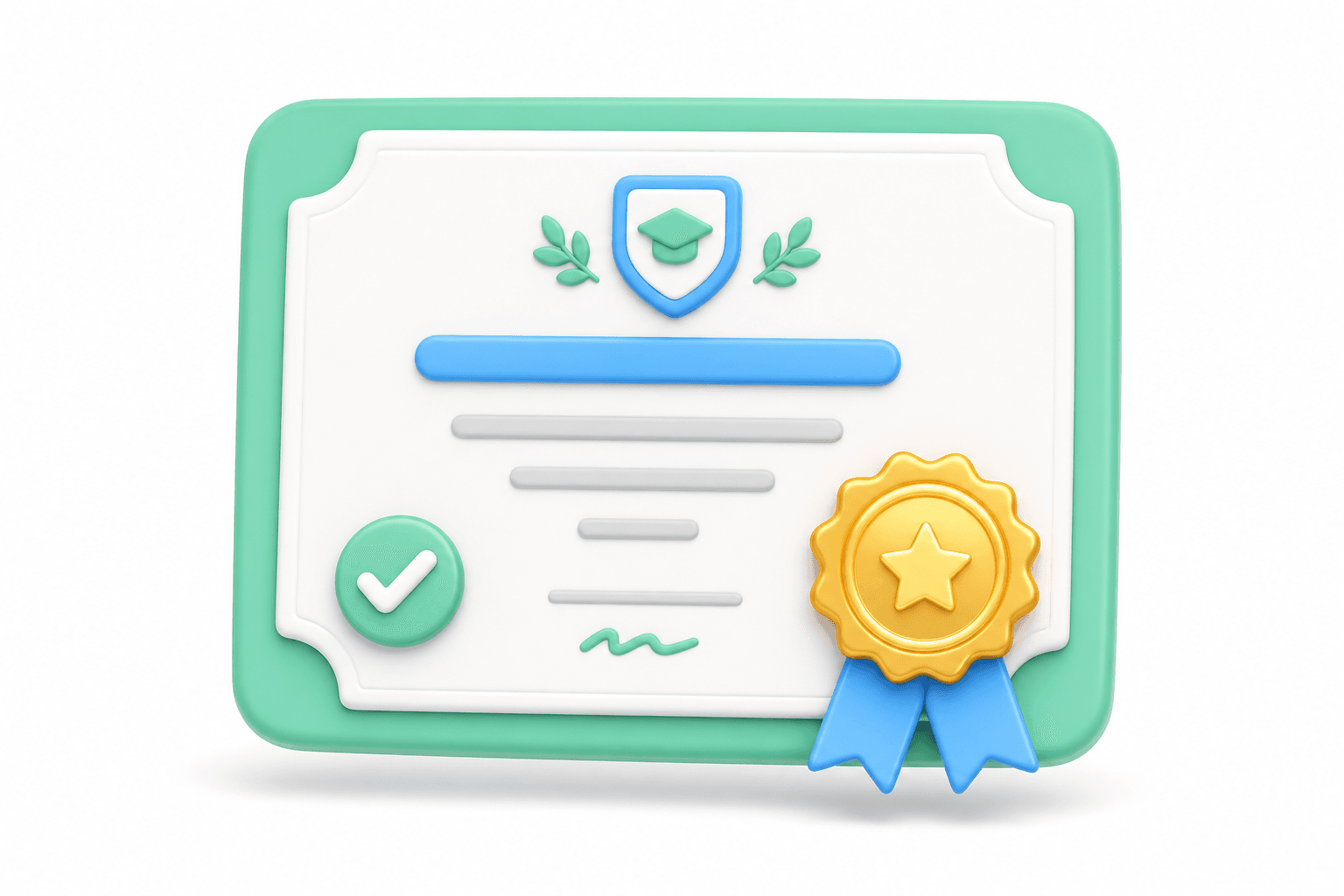 Course completion certificate with a gold seal